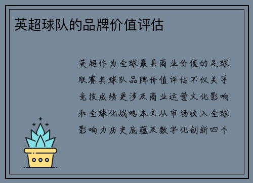 英超球队的品牌价值评估